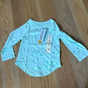 NWT Cat & Jack Teal Star Long Sleeve Shirt 18M
